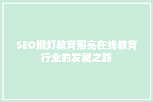 SEO燃灯教育照亮在线教育行业的发展之路