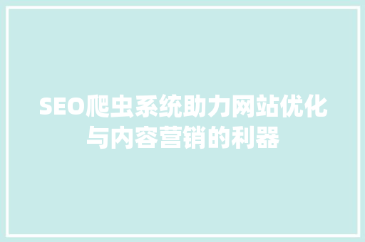 SEO爬虫系统助力网站优化与内容营销的利器