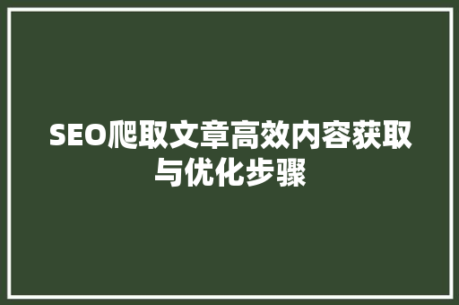 SEO爬取文章高效内容获取与优化步骤