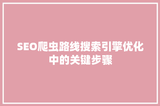 SEO爬虫路线搜索引擎优化中的关键步骤