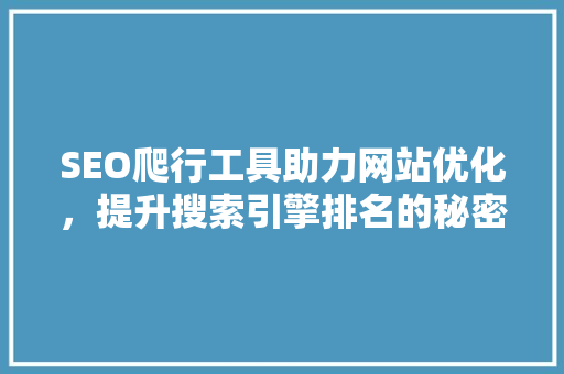 SEO爬行工具助力网站优化，提升搜索引擎排名的秘密武器