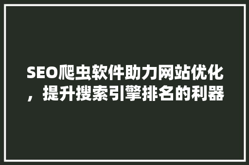 SEO爬虫软件助力网站优化，提升搜索引擎排名的利器