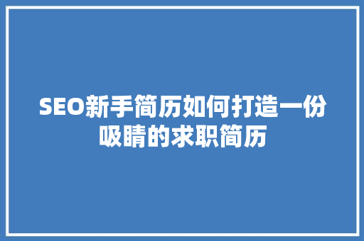 SEO新手简历如何打造一份吸睛的求职简历