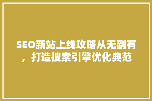 SEO新站上线攻略从无到有，打造搜索引擎优化典范