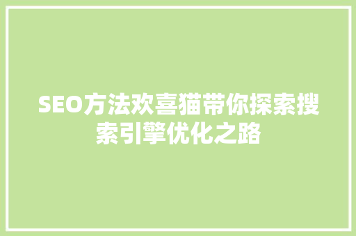 SEO方法欢喜猫带你探索搜索引擎优化之路