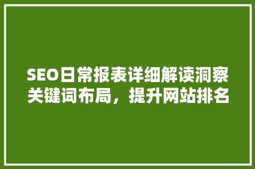 SEO日常报表详细解读洞察关键词布局，提升网站排名之路