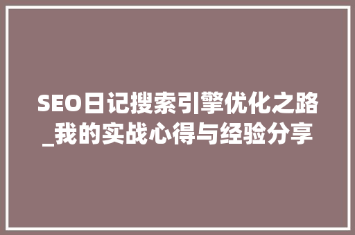 SEO日记搜索引擎优化之路_我的实战心得与经验分享