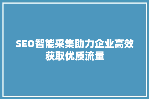 SEO智能采集助力企业高效获取优质流量