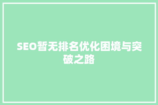 SEO暂无排名优化困境与突破之路