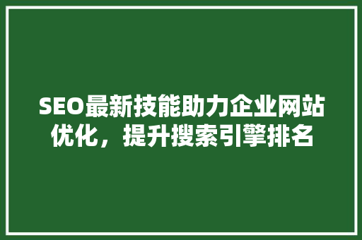 SEO最新技能助力企业网站优化，提升搜索引擎排名