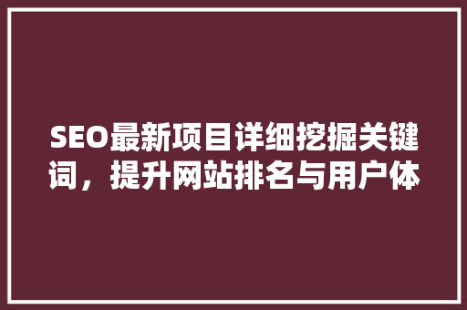 SEO最新项目详细挖掘关键词，提升网站排名与用户体验