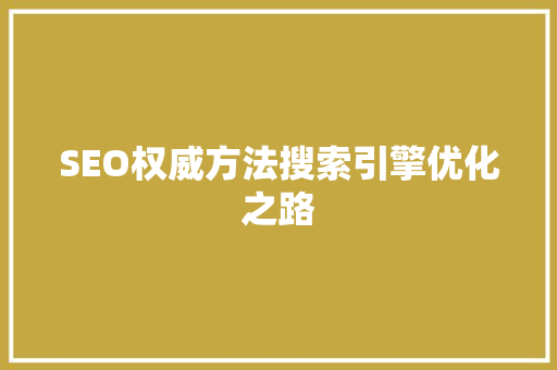 SEO权威方法搜索引擎优化之路