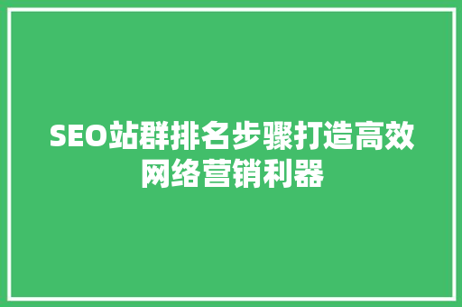 SEO站群排名步骤打造高效网络营销利器