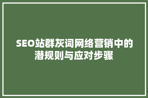 SEO站群灰词网络营销中的潜规则与应对步骤