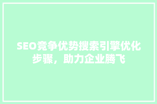 SEO竞争优势搜索引擎优化步骤，助力企业腾飞