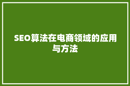 SEO算法在电商领域的应用与方法