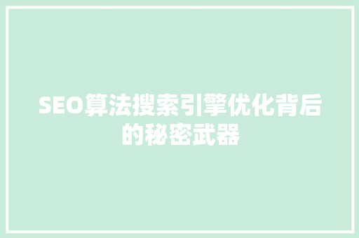 SEO算法搜索引擎优化背后的秘密武器