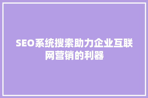 SEO系统搜索助力企业互联网营销的利器