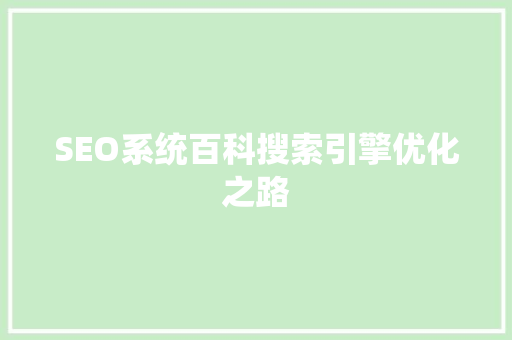 SEO系统百科搜索引擎优化之路