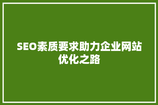 SEO素质要求助力企业网站优化之路