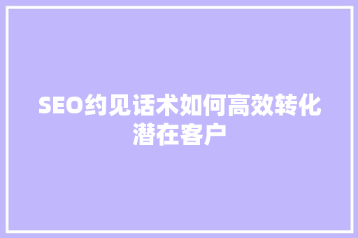 SEO约见话术如何高效转化潜在客户