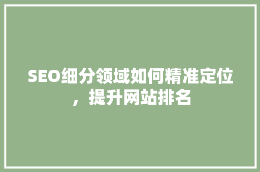 SEO细分领域如何精准定位，提升网站排名