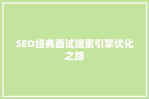 SEO经典面试搜索引擎优化之路