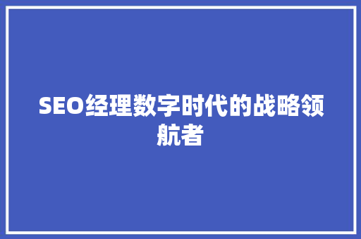 SEO经理数字时代的战略领航者