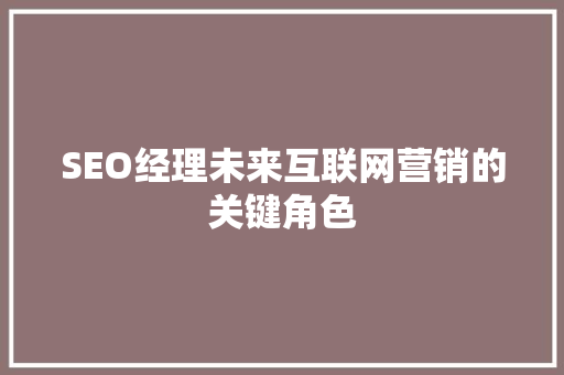 SEO经理未来互联网营销的关键角色