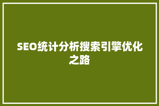 SEO统计分析搜索引擎优化之路