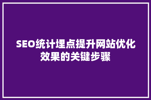 SEO统计埋点提升网站优化效果的关键步骤