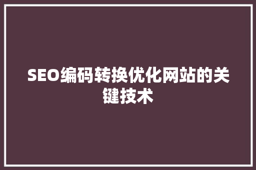 SEO编码转换优化网站的关键技术