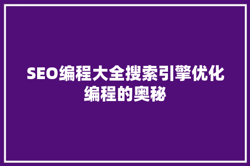 SEO编程大全搜索引擎优化编程的奥秘