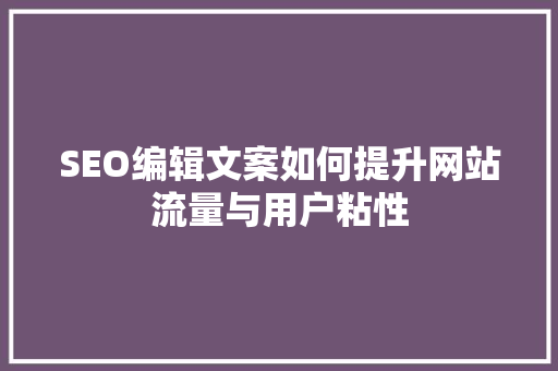 SEO编辑文案如何提升网站流量与用户粘性