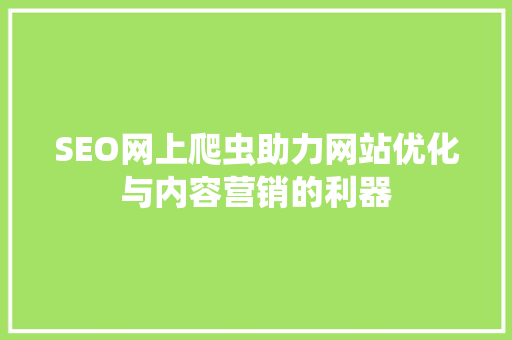 SEO网上爬虫助力网站优化与内容营销的利器