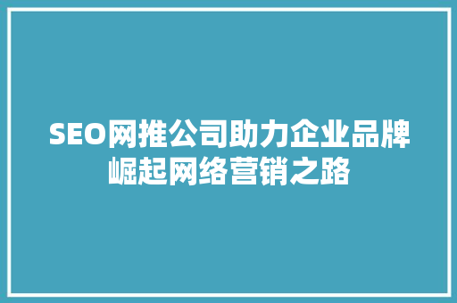 SEO网推公司助力企业品牌崛起网络营销之路