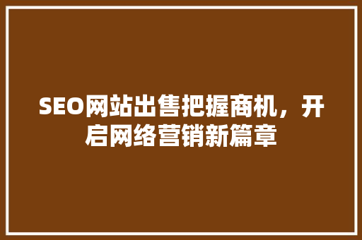 SEO网站出售把握商机，开启网络营销新篇章