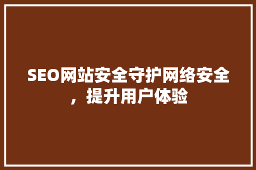 SEO网站安全守护网络安全，提升用户体验