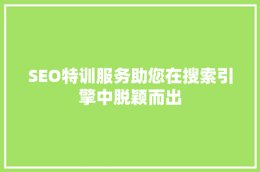 SEO特训服务助您在搜索引擎中脱颖而出