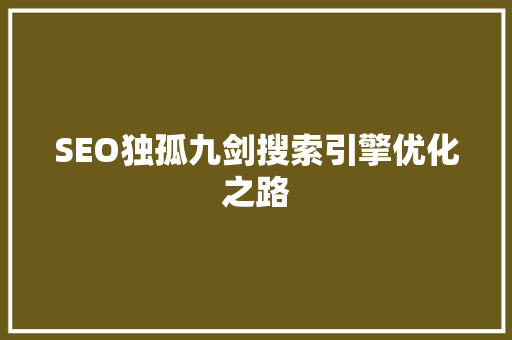 SEO独孤九剑搜索引擎优化之路