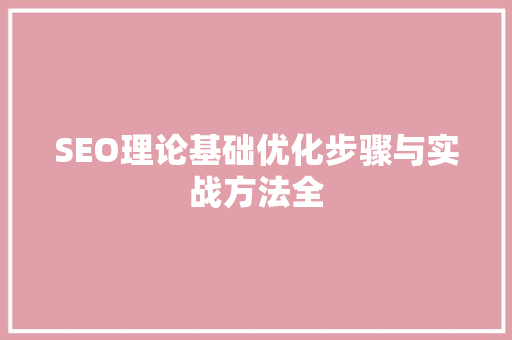 SEO理论基础优化步骤与实战方法全