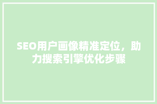 SEO用户画像精准定位，助力搜索引擎优化步骤