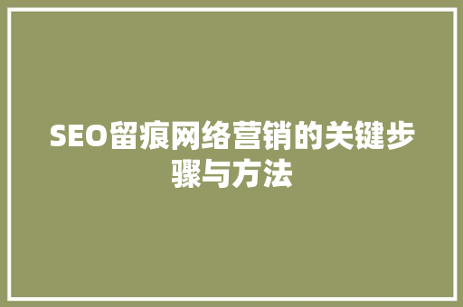 SEO留痕网络营销的关键步骤与方法