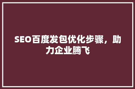 SEO百度发包优化步骤，助力企业腾飞