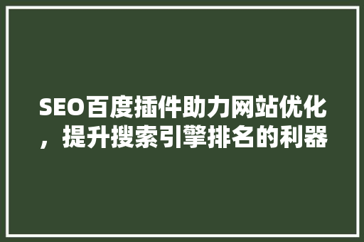 SEO百度插件助力网站优化，提升搜索引擎排名的利器