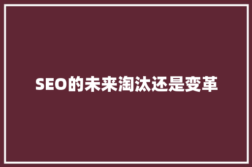 SEO的未来淘汰还是变革