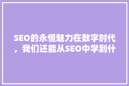 SEO的永恒魅力在数字时代，我们还能从SEO中学到什么