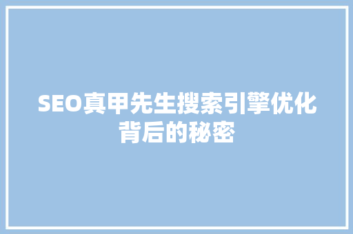 SEO真甲先生搜索引擎优化背后的秘密