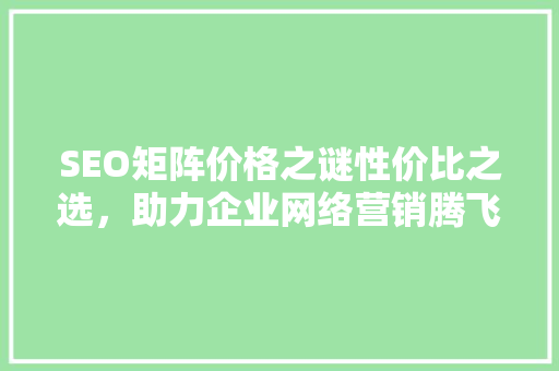 SEO矩阵价格之谜性价比之选，助力企业网络营销腾飞