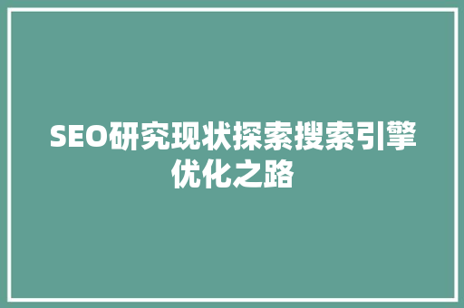 SEO研究现状探索搜索引擎优化之路